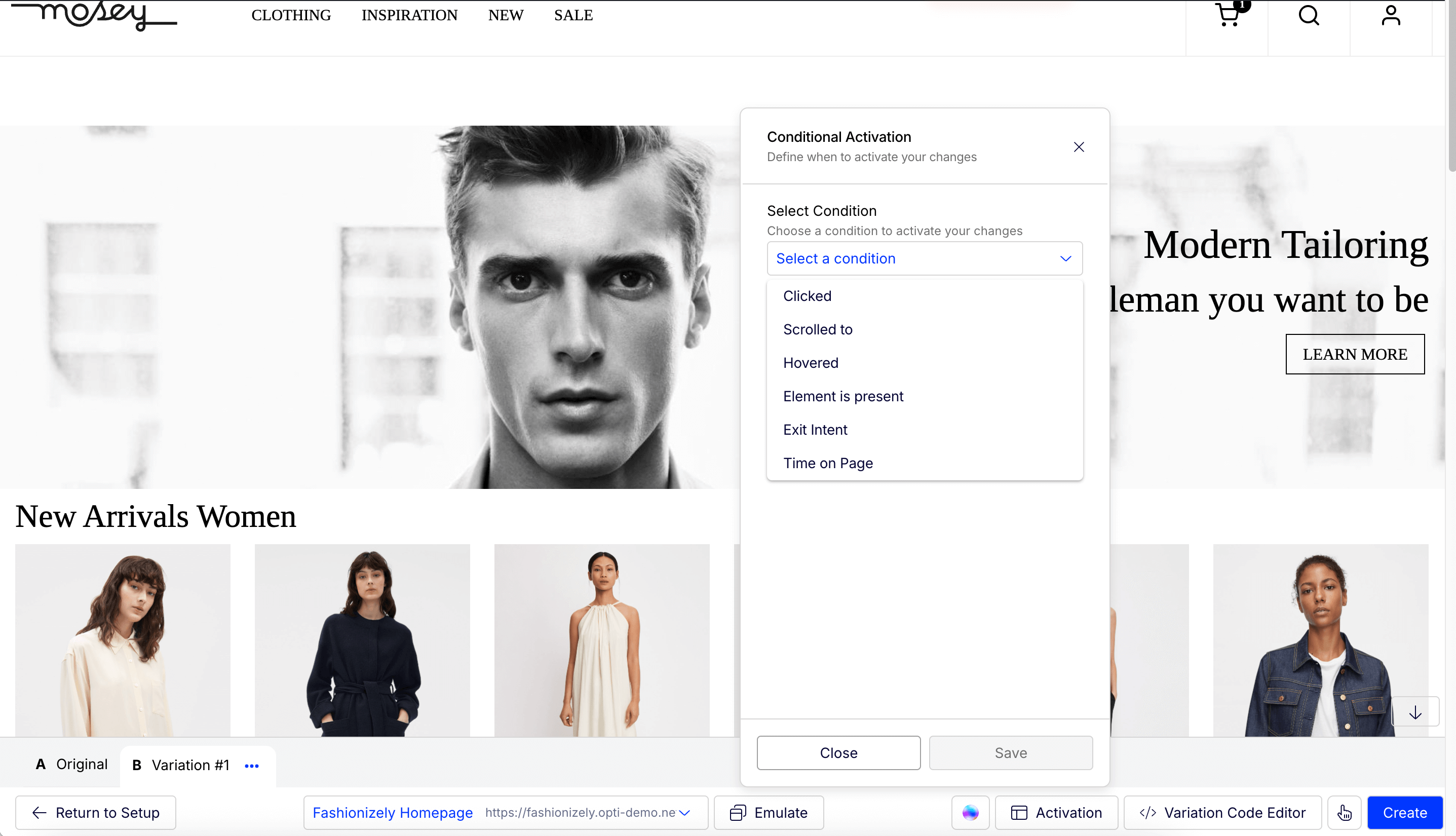 Activate your variation by user condition
