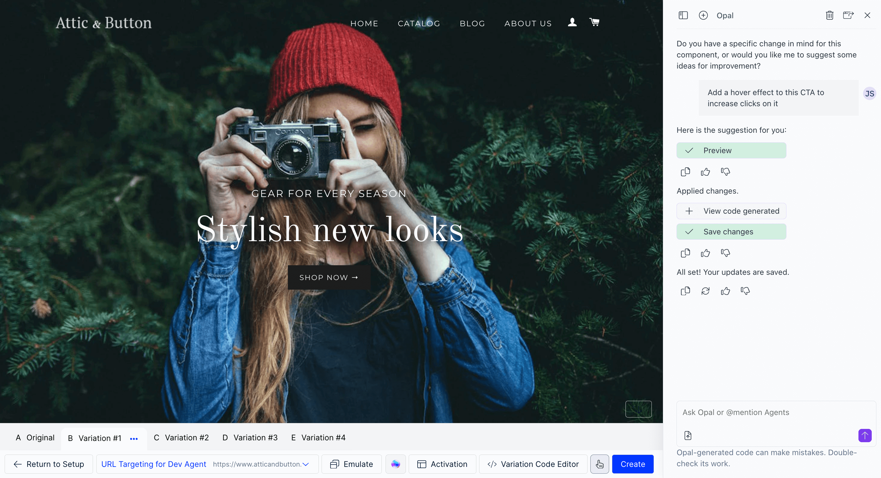 Opal can build variations for you